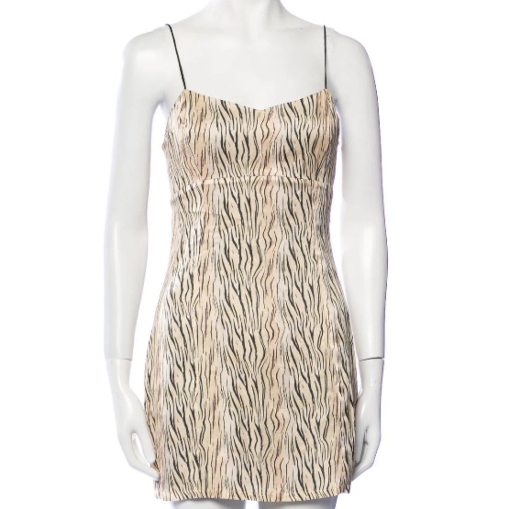 For Love and Lemons Mini Slip Dress Tiger Print